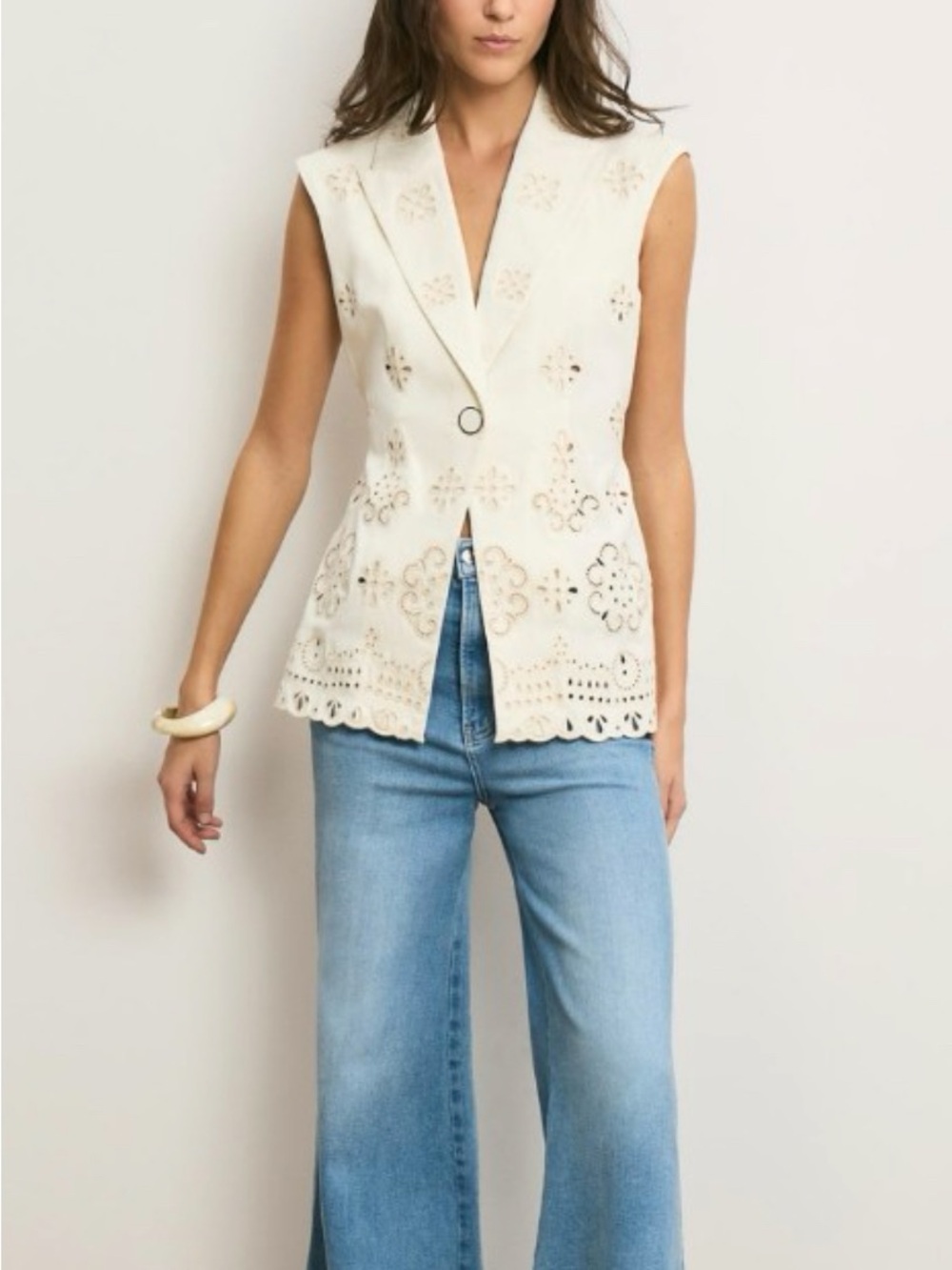 Veronica Beard Townes Eyelet Vest, NWOT, size 6, MSRP $698